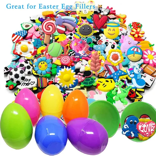 Miniatura 2 de Gvinwno 100 dijes de zapatos de forma aleatoria para zapatos, pulsera, decoración, regalos de fiesta, regalo de cumpleaños, Cloruro de polivinilo