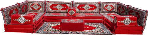 Miniatura 55 de arabicsofa Cojines de piso árabe en forma de U – Sofá tradicional Majlis con sofá otomano