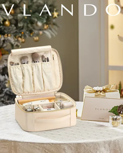 Miniatura 2 de Vlando - Bolsa de maquillaje de viaje, organizador de bolsa de maquillaje, ideas de regalo para mujeres y niñas, bolsa de almacenamiento