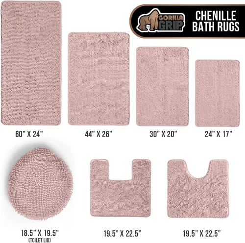 Miniatura 392 de Gorilla Grip - Tapete de baño de felpilla gruesa, suave y absorbente, secado rápido, de microfibra, con reverso de caucho, para piso de ducha, Nube