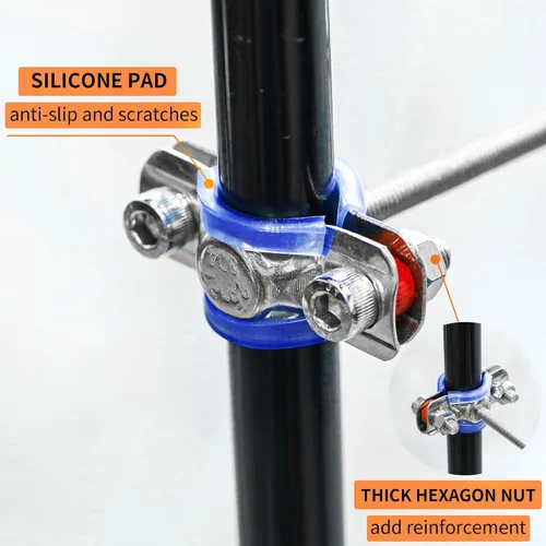 Miniatura 4 de 2 soportes de tubo de montaje en pared de acero inoxidable 304, abrazadera de correa de tubo ajustable con tornillos para tubo OD de 0.591-0.748 in