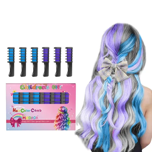 Miniatura 7 de MSDADA Nuevo peine de tiza para el cabello, tinte temporal para niñas y niños con cabello de color claro, tiza lavable para niñas de 4, 5, 6, 7, 8