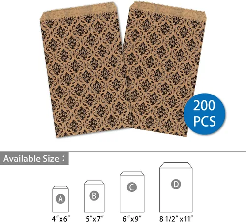 Miniatura 3 de MOOCA 200 bolsas de regalo de papel de damasco, pequeñas empresas, joyas, dulces, palomitas de maíz, galletas y golosinas – 4 pulgadas de ancho x 6