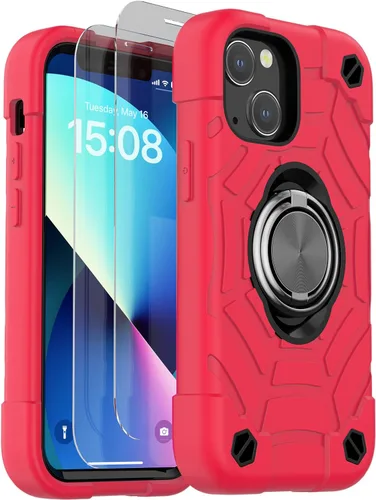 Miniatura 19 de KCJ Funda para iPhone SE 2022/2020, iPhone 8/7/6/6S, con [2×Protectores de Pantalla][Soporte de Anillo] Silicona Suave+PC Duro Protección Completa