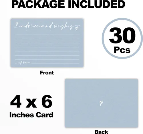 Miniatura 2 de 30 Tarjetas de Consejos y Deseos – Azul Minimalista – Tarjetas de Consejos de Doble Cara para Rellenar para Novia, Boda, Fiesta de Graduación, Sr.