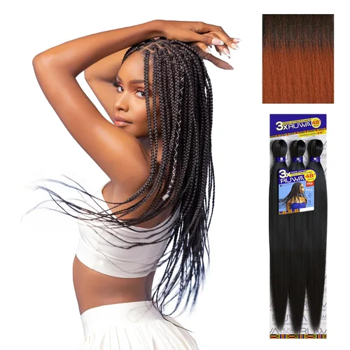 Miniatura 33 de Sensationnel Ruwa - Cabello trenzado preestirado, 3 x 48 pulgadas, repelente al agua, kanekalon, de secado rápido, sintético, sin picazón