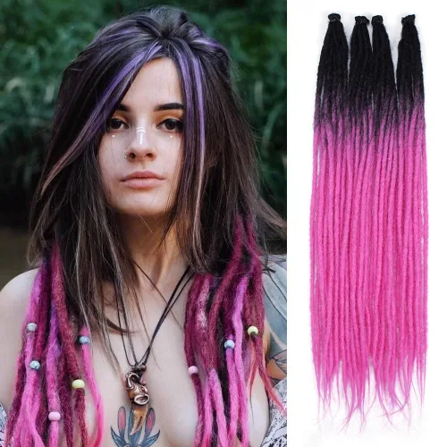Miniatura 12 de Kraler - Extensiones de rastas de 22 pulgadas con 40 hebras, trenzadas a mano, estilo reggae, de color blanco perla, sintéticas, de 0,6 cm de ancho