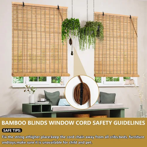 Miniatura 4 de Persianas de bambú, persianas de bambú para ventanas interiores, cortinas enrollables fáciles de instalar, cortinas romanas con filtro de luz