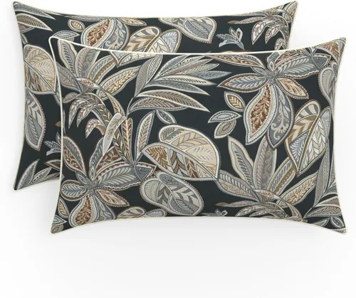 Miniatura 23 de Pillow Perfect Almohadas botánicas para interiores y exteriores, 2 unidades, acento, 16.5 x 16.5 pulgadas, naranja Sunny Daze