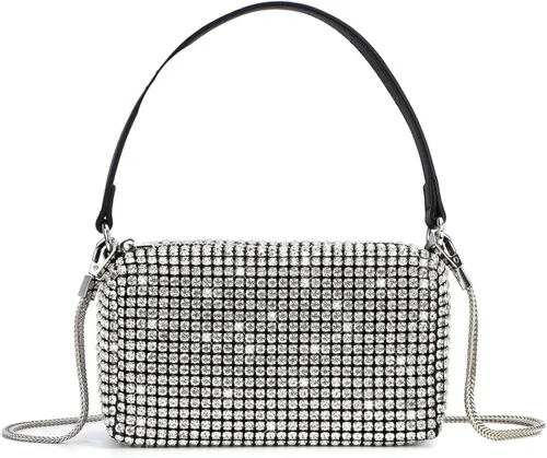Fecialy Bolso de noche con diamantes de imitación para mujer, bolso cruzado de cristal, bolso de mano brillante para boda, fiesta de graduación