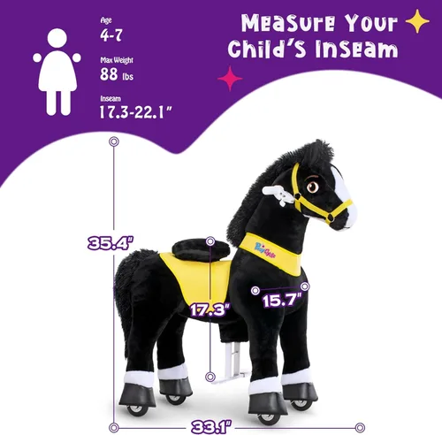 Miniatura 8 de PonyCycle Pony Cycle 4-7 caballo de montar con resorte, juguete de caballo balancín, modelo esencial E (89.9 cm de altura/tamaño 4) juguetes de Negro