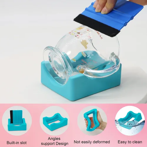 Miniatura 5 de Cuna de silicona para tazas con ranura incorporada, soporte antideslizante para vasos con escobilla de fieltro, uso para aplicar calcomanías UV DTF