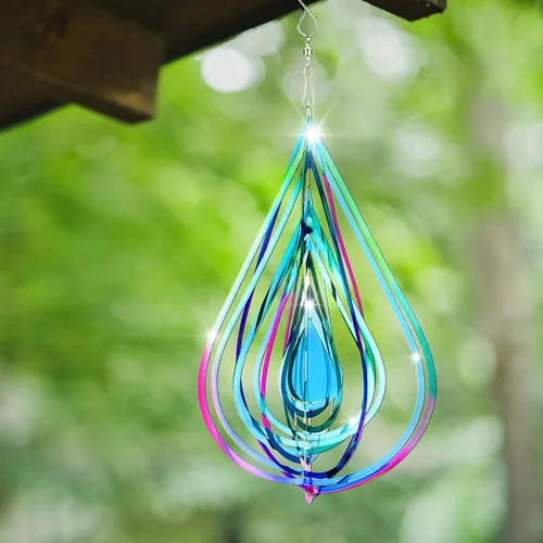 Miniatura 5 de Jetec 2 piezas de molinillos de viento reflectantes al aire libre de acero inoxidable pájaro carpintero dispositivos disuasorios de metal 3D Colorido