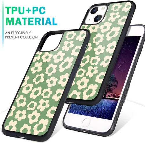 Miniatura 6 de Funda compatible con iPhone 13 para niños y mujeres, diseño divertido de cara, parte trasera dura con negro, divertido y lindo patrón de arte
