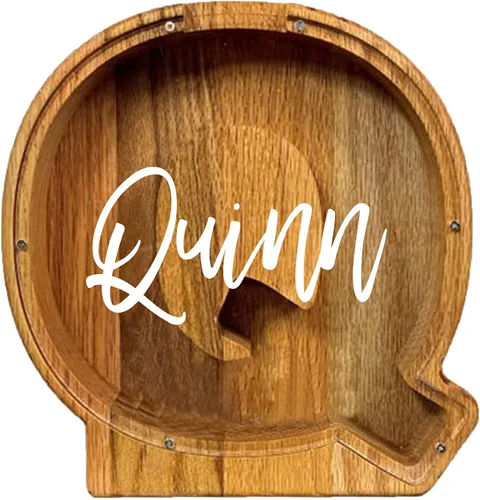 Miniatura 15 de Alcancía de madera grande personalizada, 7.5 pulgadas, con ventana acrílica fácil de abrir, caja de ahorro de dinero inicial para niños y niñas