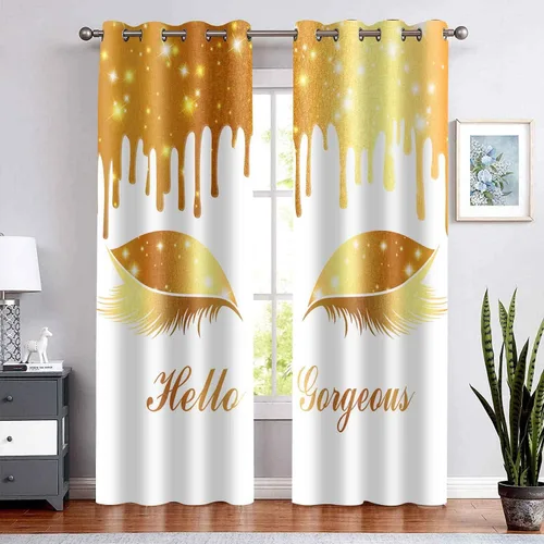 Miniatura 7 de Hello Gorgeous - Cortina de pestañas de unicornio, para oscurecer la habitación, con aislamiento térmico, con ojales, para decoración de dormitorio