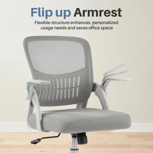 Miniatura 8 de DUMOS Silla de computadora de oficina en casa, escritorio ergonómico de respaldo medio con soporte lumbar y modo mecedor, altura ajustable con Brazo