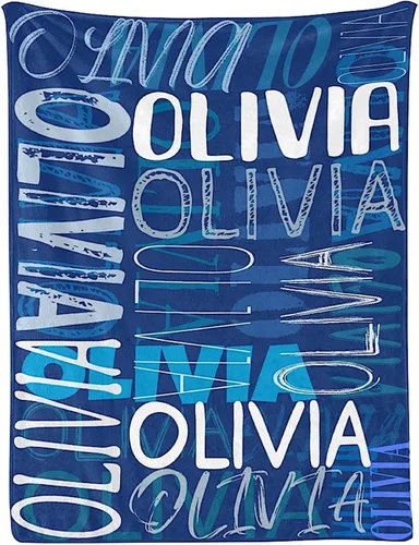 Miniatura 17 de Manta personalizada con nombre, regalos personalizados para mujeres, hombres, niños, bebés, niños y niñas (azul fluorescente, 40 x 50 pulgadas)