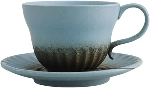 Miniatura 14 de Juego de tazas de té y platillo pequeño de cerámica de 4.1 fl oz/4 onzas, platillo de taza de café de cerámica vintage con asa, juego de tazas de té