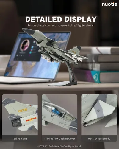 Miniatura 4 de NUOTIE 1/72 J10 Vigorous Dragon Fighter Jet Modelo Militar Aeronave Diecast Metal Modelo Adulto Modelo de Avión con Soporte para Entusiastas