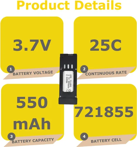 Miniatura 3 de 5 unids E58 3.7V 550mAh 25C 721855 baterías de litio recargables para JY019 WiFi Mini FPV Quadcopter RC Drone
