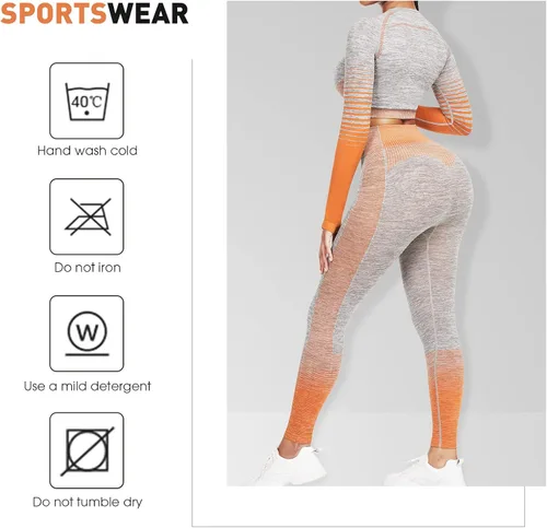 Miniatura 5 de JOYMODE - Conjunto de entrenamiento para mujer, diseño de 2 piezas con leggings de tiro alto sin costuras y camiseta corta , para yoga