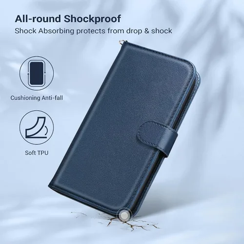 Miniatura 5 de ULAK Funda tipo cartera compatible con iPhone 13 para hombres, funda protectora con tapa de piel PU premium y función de caballete con tarjetero