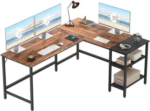 Miniatura 15 de CubiCubi 63x48 Inches L Shaped Standing Desk with 3 Drawers and Monitor Shelf, Height Adjustable Corner Computer Desk with Hooks, Sit Stand Up