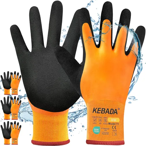Miniatura 10 de Guantes de trabajo de invierno impermeables Kebada T1 para hombres y mujeres, guantes de trabajo aislados para hombres para clima frío, guantes