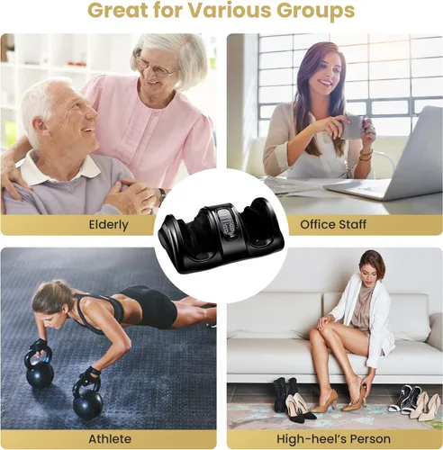 Miniatura 8 de WELLHUT Máquina masajeadora de pies Shiatsu, masajeador de pies y pantorrillas para tobillo, brazo de pierna de pantorrilla, rodillo de amasado Negro