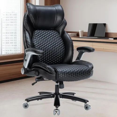 Miniatura 3 de Silla de oficina grande y alta, capacidad ejecutiva de 500 libras, silla de escritorio ergonómica de cuero con reposacabezas ajustable, soporte