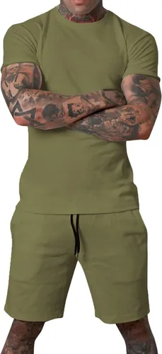 Miniatura 4 de Uni Clau Conjunto corto de 2 piezas para hombre, conjunto de camisa y pantalones cortos de verano a la moda