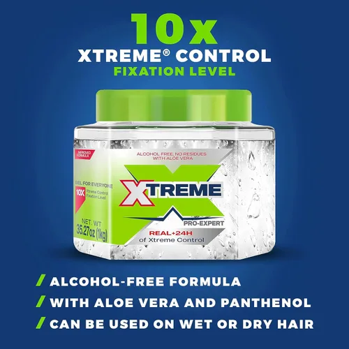 Miniatura 4 de Gel de peinado Xtreme Pro-Expert transparente, sin alcohol, control extremo de 24 horas con aloe vera, frasco de 35.27 oz (paquete de 6)