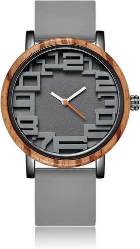 XUANSHOW Relojes de madera para hombre y mujer, relojes de pulsera analógicos de madera de cuarzo japonés con correas de silicona, reloj minimalista