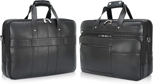 Miniatura 8 de Polare - Maletín de cuero de grano completo XL de 18 pulgadas para hombres, maletín de viaje de negocios, bolsa de mensajero para portátil de 17.3