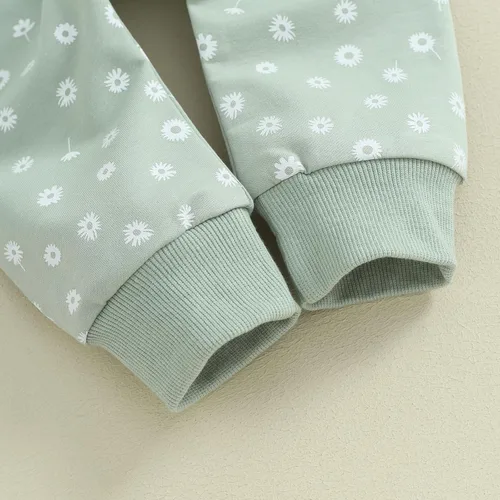 Miniatura 6 de Mandizy Conjunto de ropa de bebé niña otoño 3 6 9 12 18 24 meses sudadera de manga larga y pantalones con estampado floral y diadema