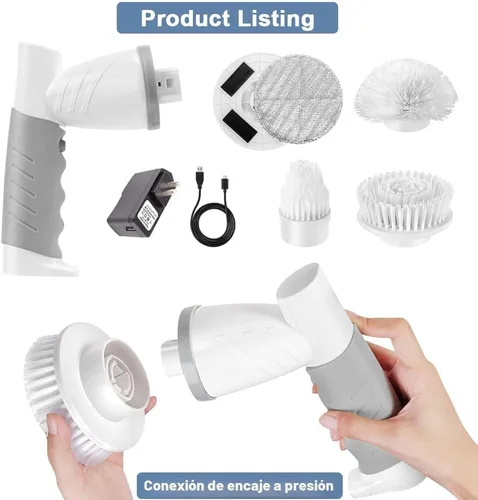 Miniatura 9 de Cepillo Giratorio Eléctrico, Limpiador Eléctrico de Ducha para Baño para Limpiar Tina/Azulejo/Suelo/Fregadero/Ventana, Cepillo de Limpieza