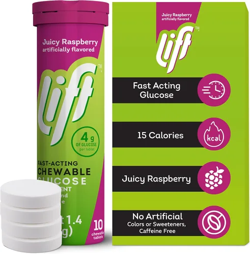 Miniatura 2 de Lift Glucosa, tabletas energéticas masticables de glucosa de acción rápida, frambuesa, tubo de 10 unidades (paquete de 12)