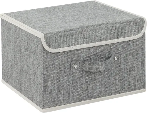 Miniatura 15 de Cajas de almacenamiento, contenedores de almacenamiento plegables con tapas, cestas de almacenamiento de tela de algodón y lino con asa