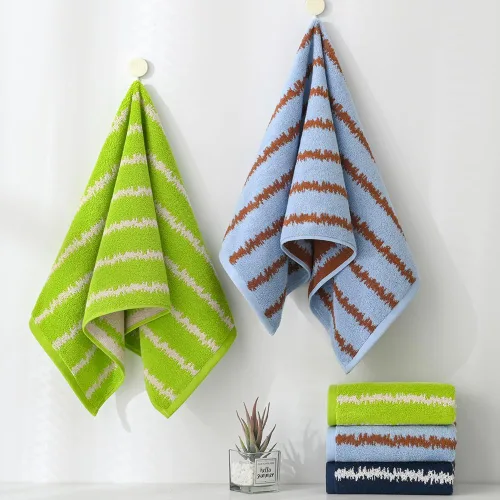 Miniatura 5 de YiLUOMO Toalla de mano verde moderna con diseño de ondas, súper suave, 100% algodón, altamente absorbente, toallas de mano para baño, 13 x 29