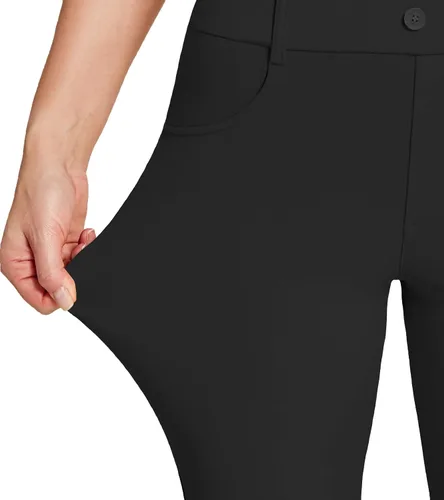 Miniatura 4 de Amoy Pantalones de vestir para mujer, pierna rectacorte de bota, pantalones de trabajo elásticos, pantalones de oficina, negocios, casual, golf