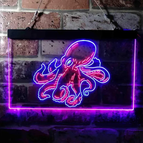 Miniatura 2 de ADVPRO Octopus Ocean Display Room Dual Color LED Neon Sign Azul y Rojo 12 x 8 pulgadas st6s32-i3734-br