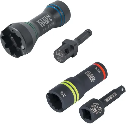 Miniatura 16 de Klein Tools 66090 Juego de llaves de impacto de 1/2 pulgada, diseño ranurado 2 en 1, enchufes profundos de 12 puntos, para llaves de impacto