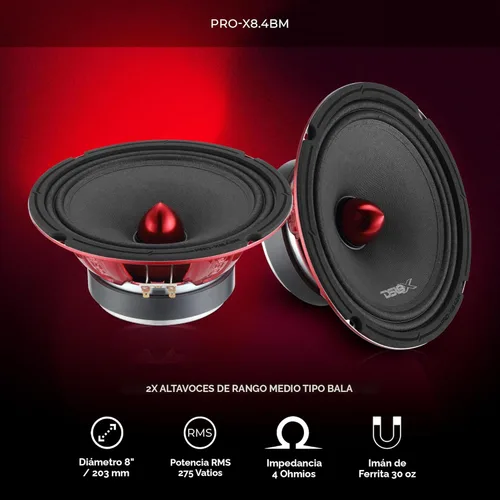 Miniatura 2 de DS18 PRO-X8.4BMPK Paquete completo medio y alto, incluye 2 altavoces de rango medio de 8 pulgadas y 2 tweeter de aluminio Super Bullet de 1 pulgada