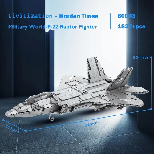 Miniatura 3 de JMBricklayer Conjunto de Bloques de Construcción del Avión de Combate F-22 Raptor, Juego de Construcción de Avión Militar, Conjuntos de Construcción