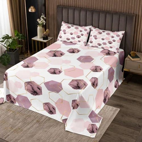 Miniatura 13 de Erosebridal Juego de colcha de mármol negro tamaño Queen con lentejuelas metálicas doradas, juego de colcha de mármol gris oscuro, juego de ropa