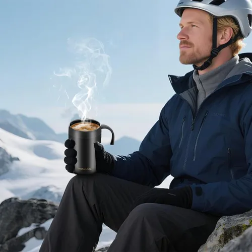 Miniatura 9 de Juego de cafetera de campamento de 16.5 onzas, cafetera portátil de acero inoxidable 304, cafetera de camping para exteriores, viajes, hogar