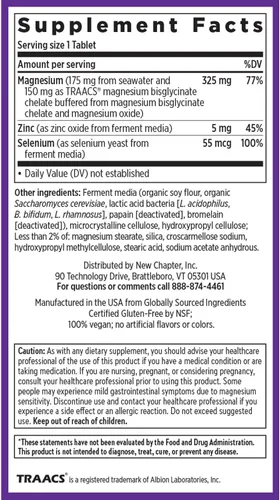 Miniatura 6 de New Chapter Suplemento de magnesio-selenio y zinc, 325 mg de magnesio en una tableta diaria para cuerpos activos, rebota después del ejercicio