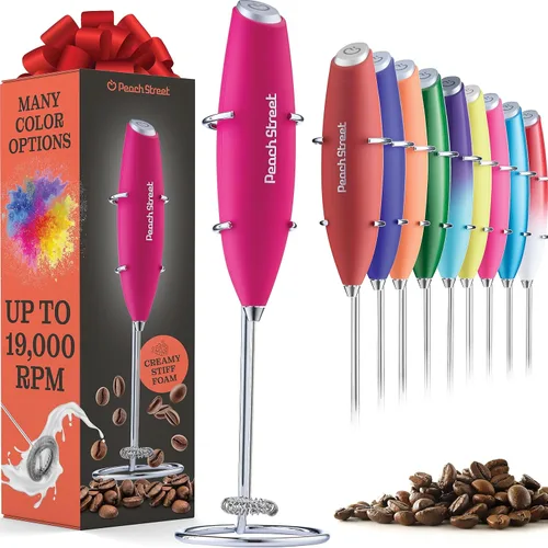 Miniatura 13 de Potente espumador de leche de mano, mini espumador de leche, funciona con pilas (no incluida), mezclador de bebidas de acero inoxidable para café