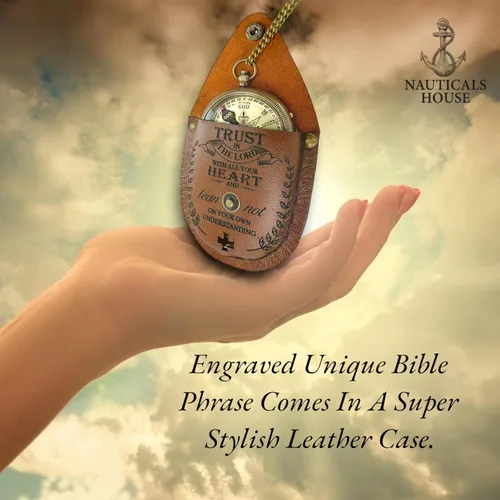 Miniatura 6 de God’s Compass – Christian Brass Compass Gift Set with Engraved Bible Verses Faith-Based Religious Gifts for Graduation, Baptism, Confirmation &